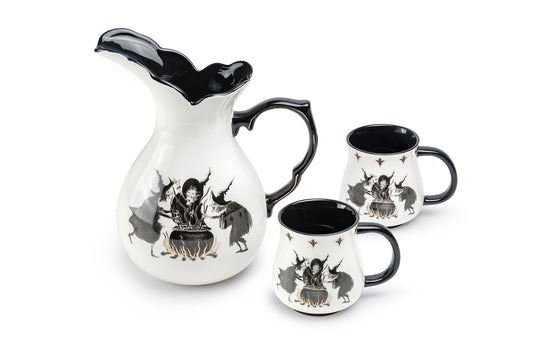 Halloween Witches Brew Pitcher + 2 Mugs Set