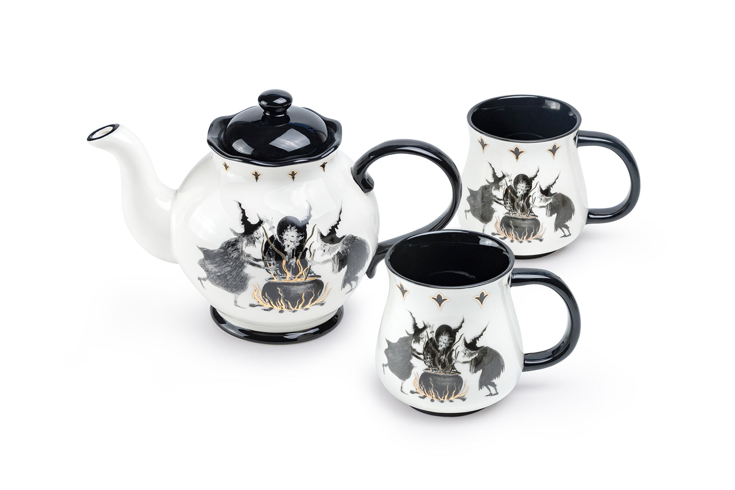 Halloween Witches Brew Teapot + 2 Mugs Set