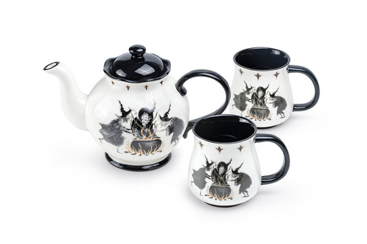 Halloween Witches Brew Teapot + 2 Mugs Set