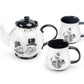 Halloween Victorian Skulls Teapot + 2 Mugs Set