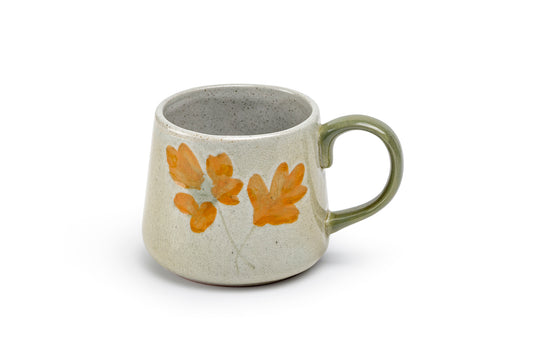 Pressed Fall Leaves Crackle Glazed Mug