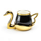 Golden Swan Black Fine Porcelain Tea Cup and Saucer