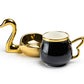 Golden Swan Black Fine Porcelain Tea Cup and Saucer