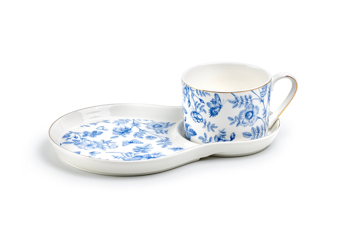Blue Butterfly Garden Fine Porcelain Tea Snack Set