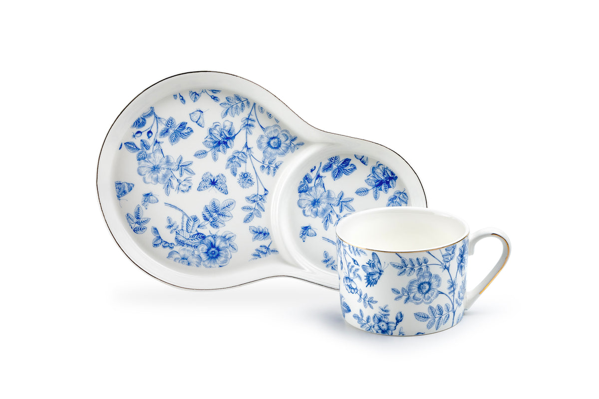 Blue Butterfly Garden Fine Porcelain Tea Snack Set