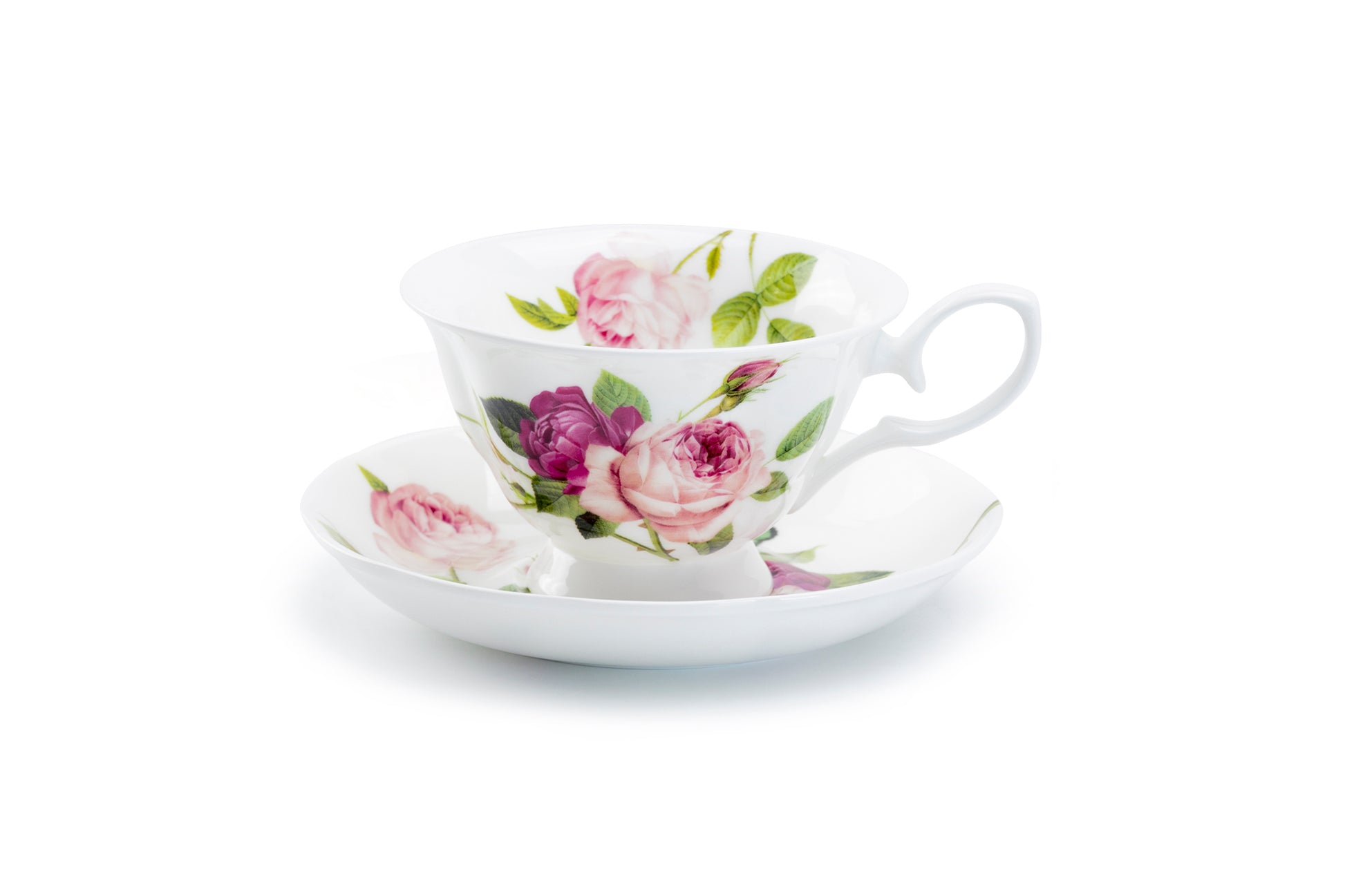 Stechcol Gracie Bone China Kensington Pink Rose Bone China Tea Cup and Saucer