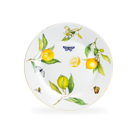 Grace Teaware 8" Lemon Butterfly Fine Porcelain Dessert Plate
