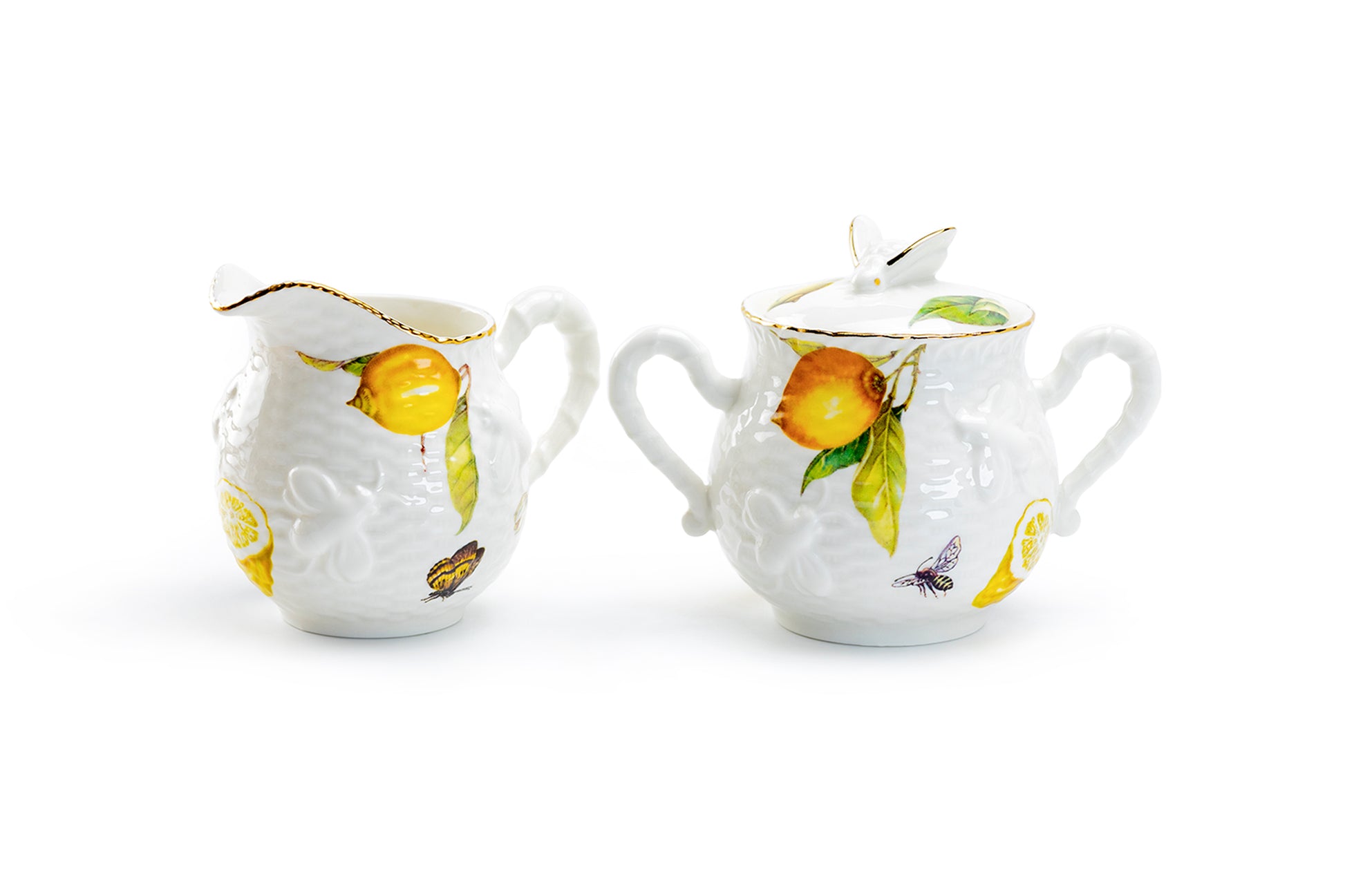 Grace Teaware Lemon Bee Fine Porcelain Sugar & Creamer Set