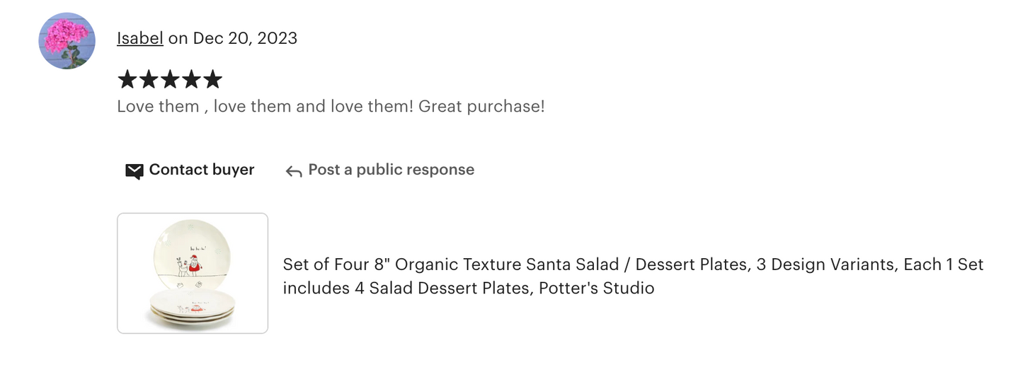 8" Organic Texture Santa Salad / Dessert Plate Set of 4