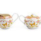 Grace Teaware Black Gold Peony Fine Porcelain Sugar & Creamer Set