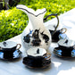 Potter's Studio Witches Brew Pitcher + Grace Teaware 4 Assorted Halloween Tea Cup Sets - black cat, crow raven, snake, spider tea cups