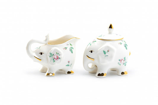Grace Teaware Rose Elephant Fine Porcelain Sugar & Creamer Set