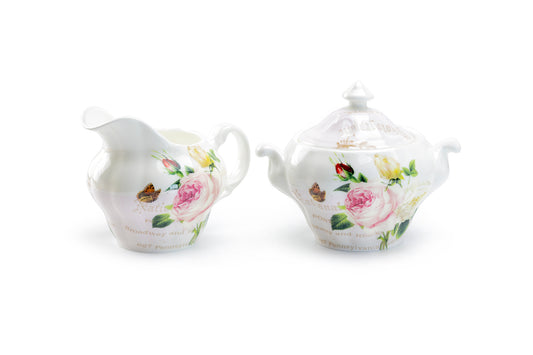 Stechcol Gracie Bone China Liz Rose Garden Bone China Sugar & Creamer Set