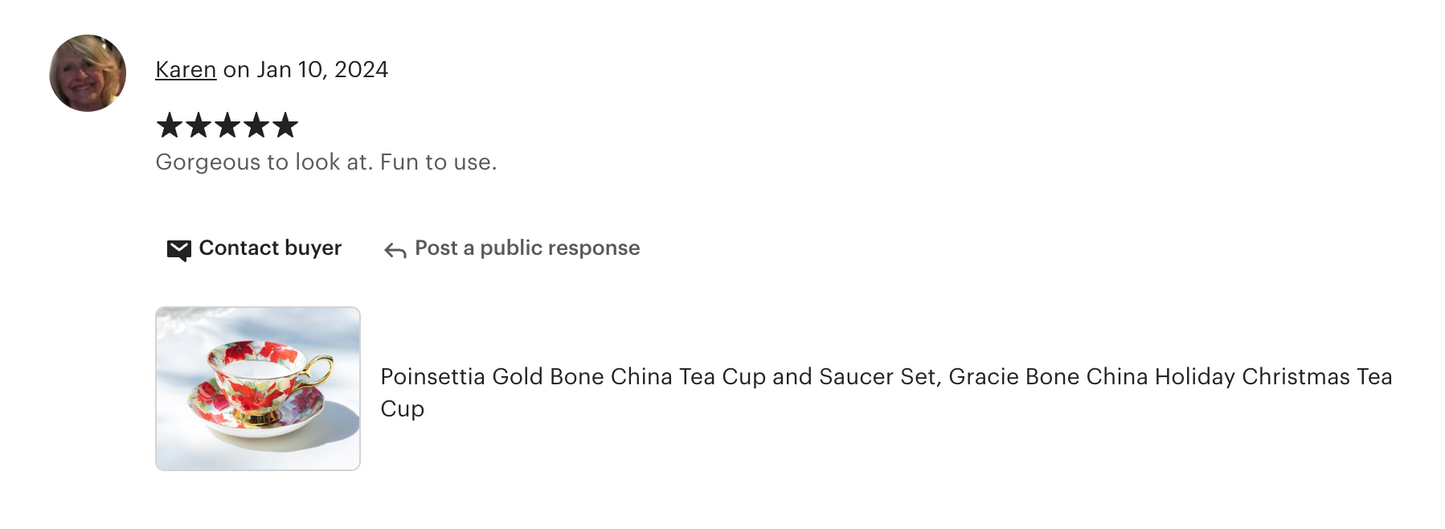 Poinsettia Gold Bone China Tea Cup and Saucer