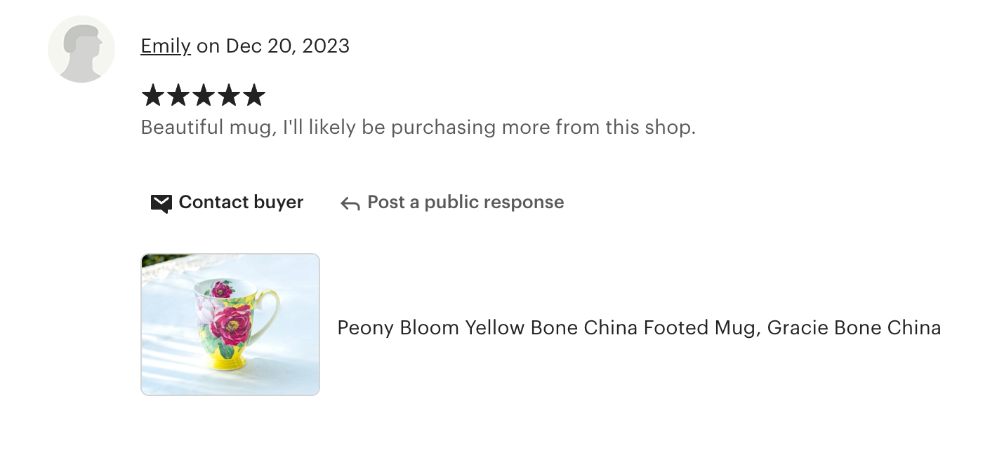 Peony Bloom Yellow Bone China Mug