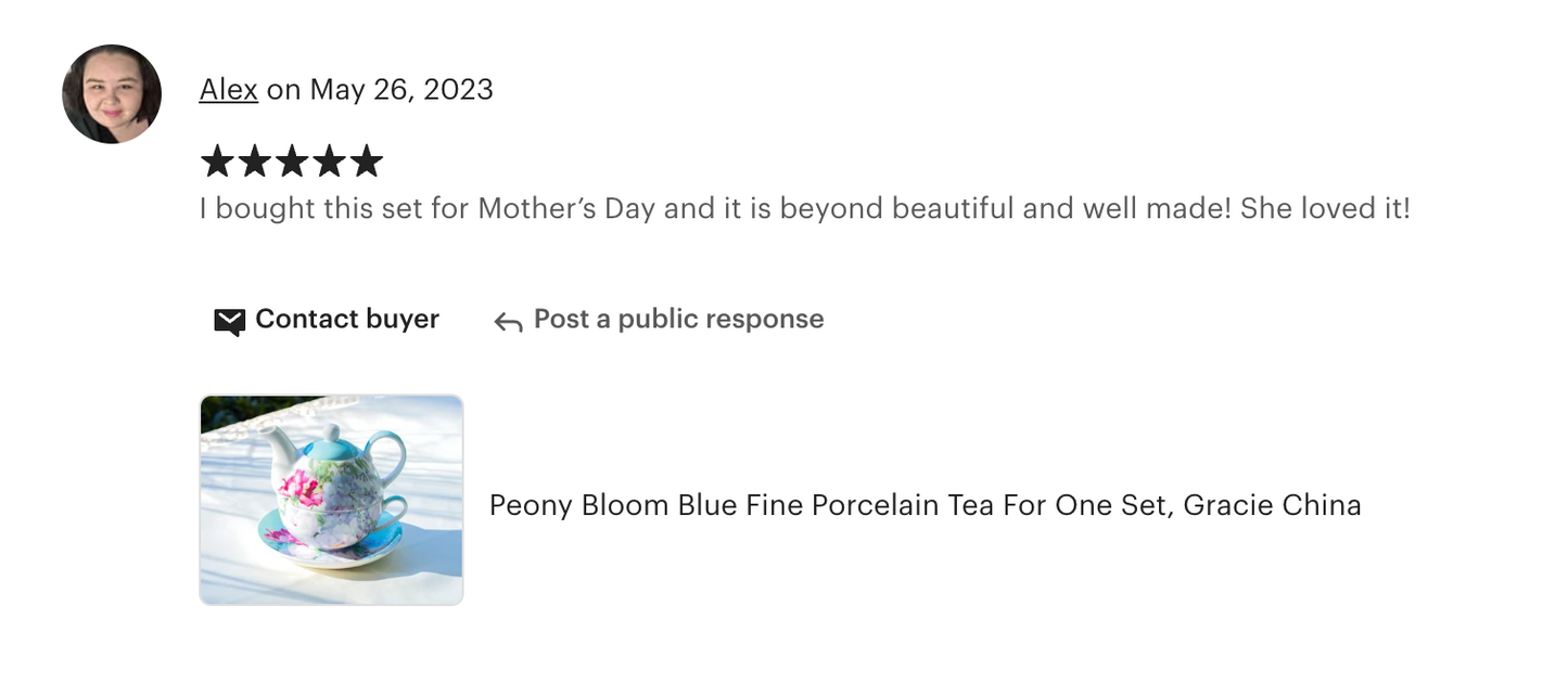 Peony Bloom Blue Fine Porcelain Tea For One Set