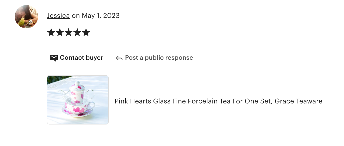Pink Hearts Glass and Fine Porcelain Tea For One Set