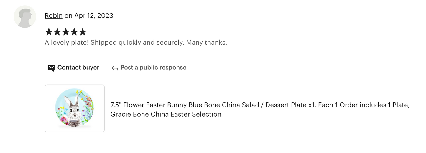 7.5" Flower Bunny Bone China Dessert Plate
