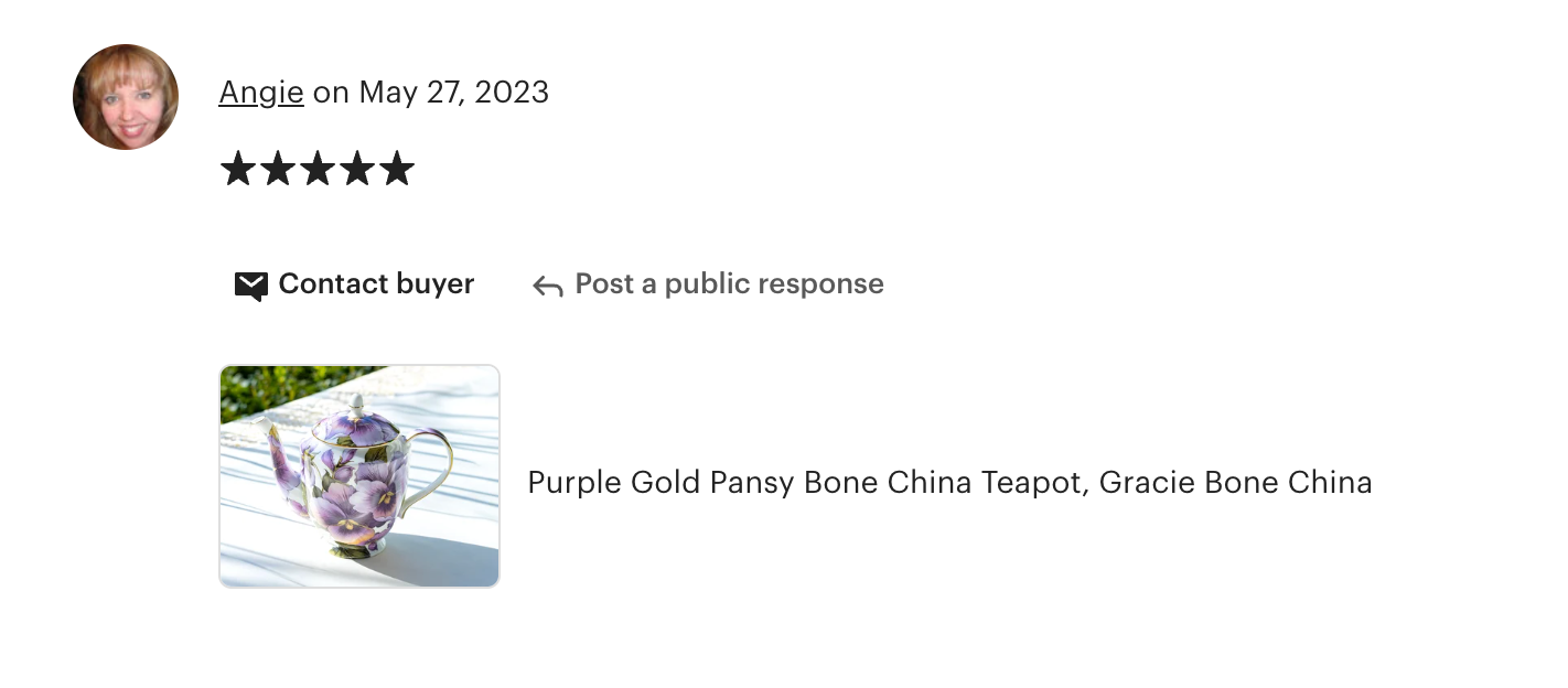 Purple Gold Pansy Bone China Teapot