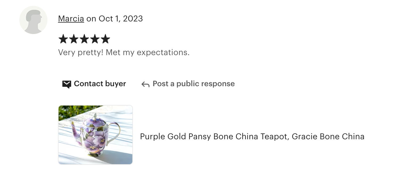 Purple Gold Pansy Bone China Teapot