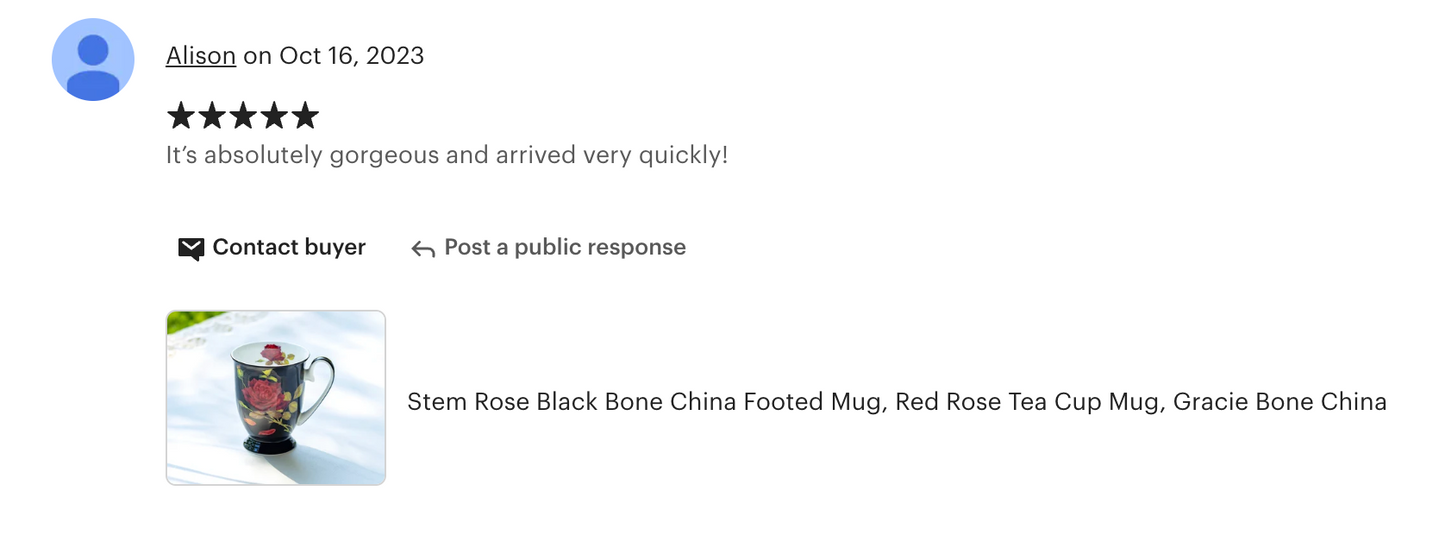 Stem Rose Black Bone China Mug