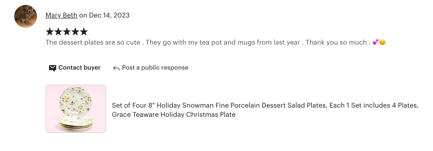 8" Holiday Snowman Fine Porcelain Dessert Plate