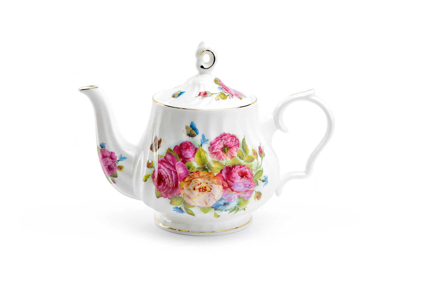 Stechcol Gracie Bone China Sandra's Rose with Butterflies Bone China Teapot