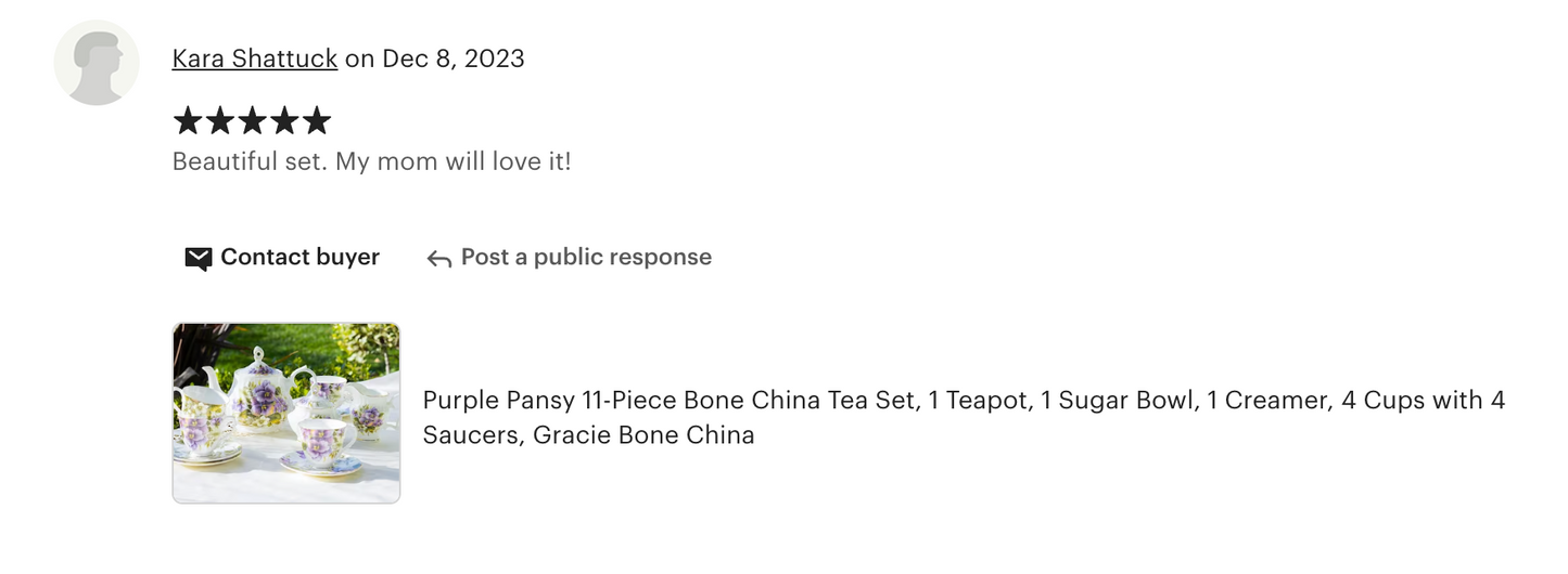 Purple Pansy Bone China 11-Piece Tea Set