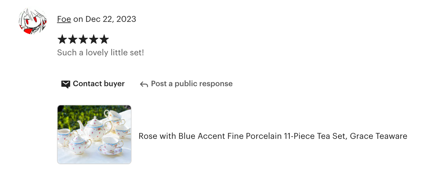 Rose with Blue Accent Fine Porcelain 11-Piece Tea Set