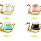 Golden Swan Turquoise Fine Porcelain Tea Cup and Saucer