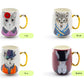 Hipster Animals Large Coffee Mugs with gold handles
