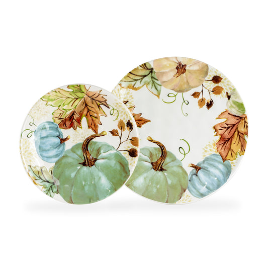 Fall Pumpkins with Leaves Dessert/Dinner Plate
