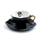 Grace Teaware Halloween Snake Black Gold Scallop Tea Cup Saucer