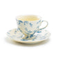 Blue Rose Toile Fine Porcelain Tea Cup and Saucer