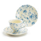 Blue Rose Toile Fine Porcelain Tea Cup and Saucer