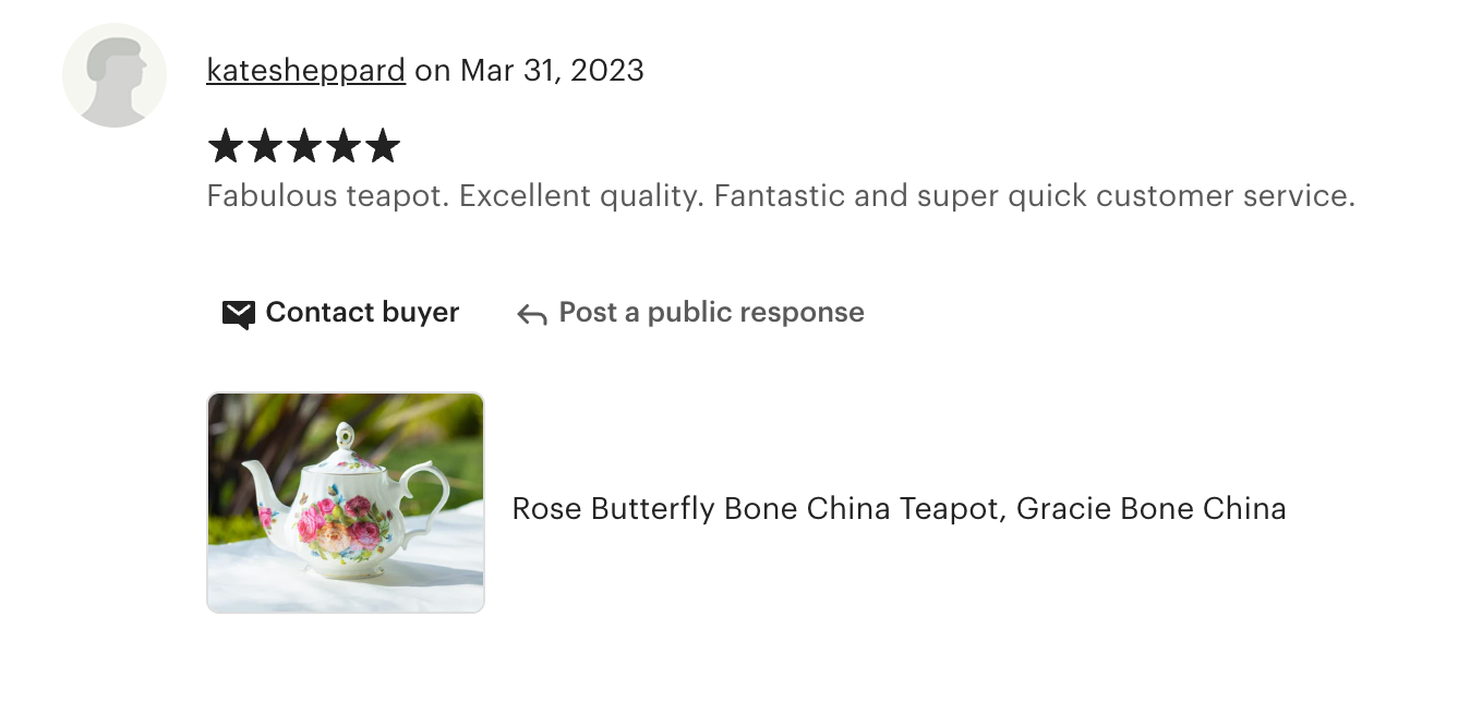 Rose Butterfly Bone China Teapot