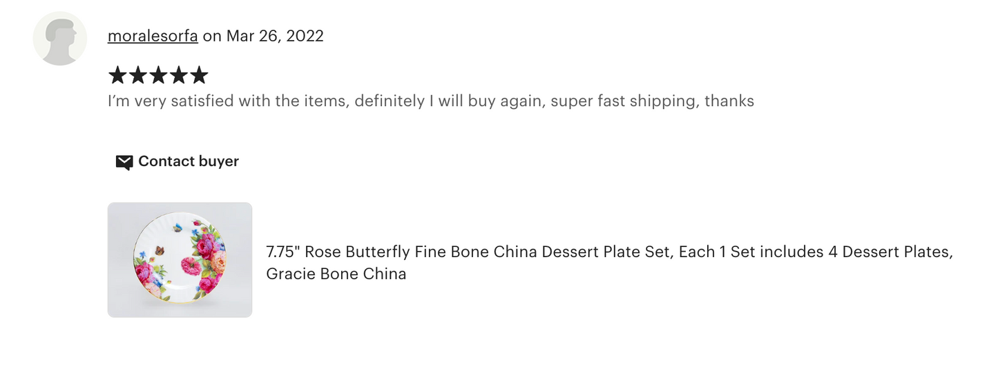 7.75" Rose Butterfly Bone China Dessert Plate