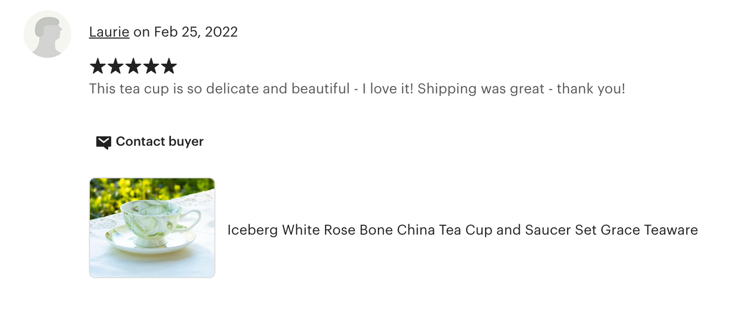 Iceberg Rose Bone China Tea Cup and Saucer