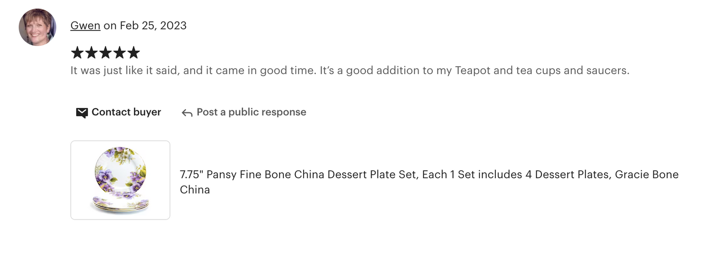 7.75" Pansy Bone China Dessert Plate