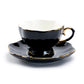 Grace Teaware Black Gold Scallop Fine Porcelain Tea Cup and Saucer