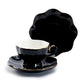 Grace Teaware Black Gold Scallop Fine Porcelain Tea Cup and Saucer Set