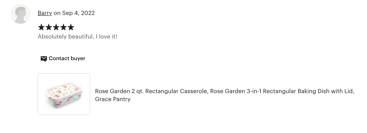 Rose Garden 2 qt. Rectangular Casserole