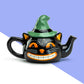 Potter's Studio Halloween Black Cat with Green Hat Teapot