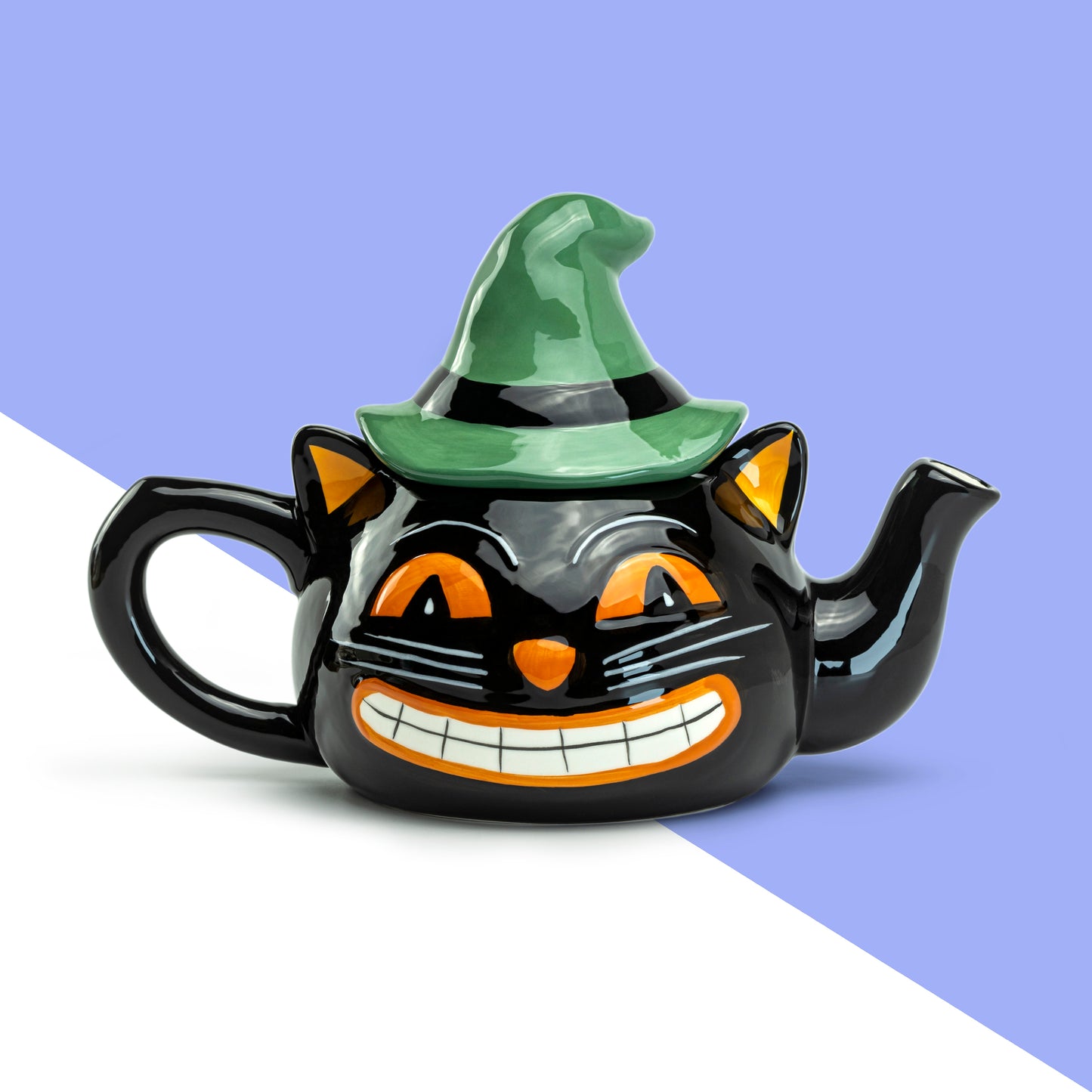 Potter's Studio Halloween Black Cat with Green Hat Teapot