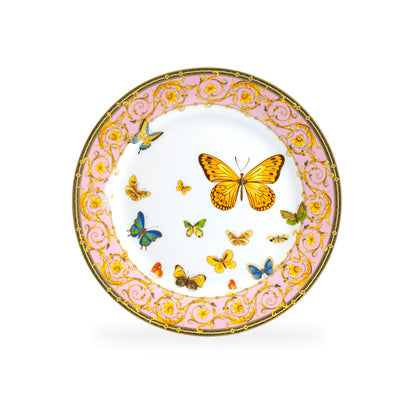 Grace Teaware Butterflies with Pink Ornament Fine Porcelain Dessert Plate