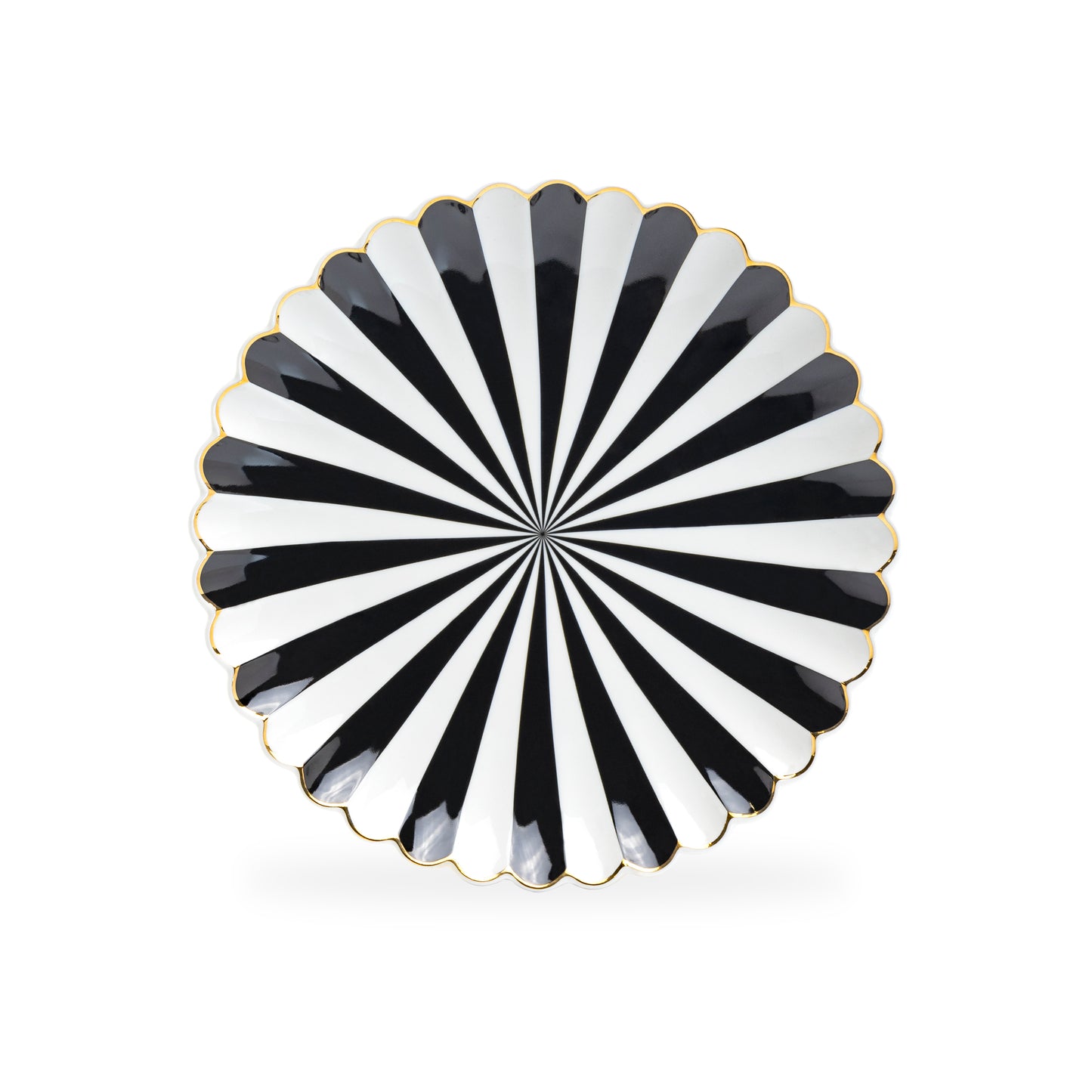 Black and White Scallop Fine Porcelain Tea Cup and Saucer