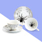 Halloween Spider White Gold Tea Cup and Saucer Set of 2