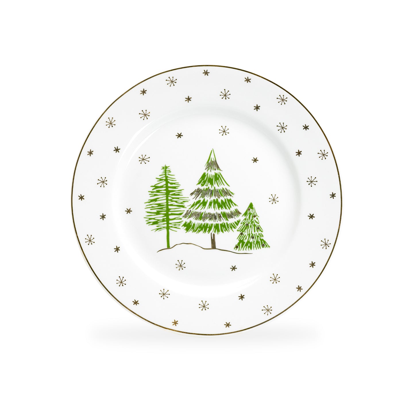 Grace Teaware 8" Christmas Pine Trees Fine Porcelain Salad / Dessert Plate