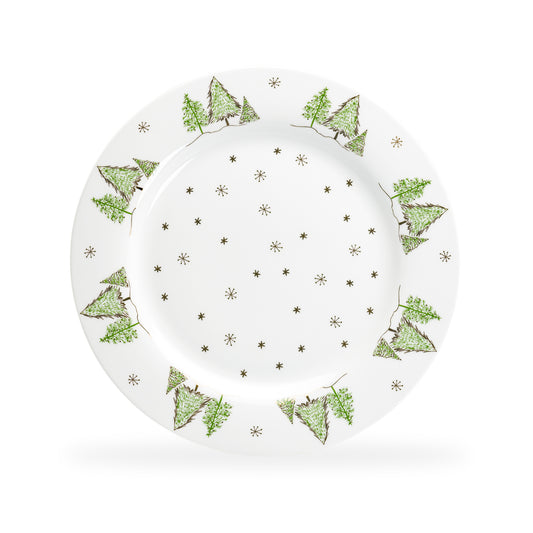 Grace Teaware 10.5" Christmas Pine Trees Fine Porcelain Dinner Plate