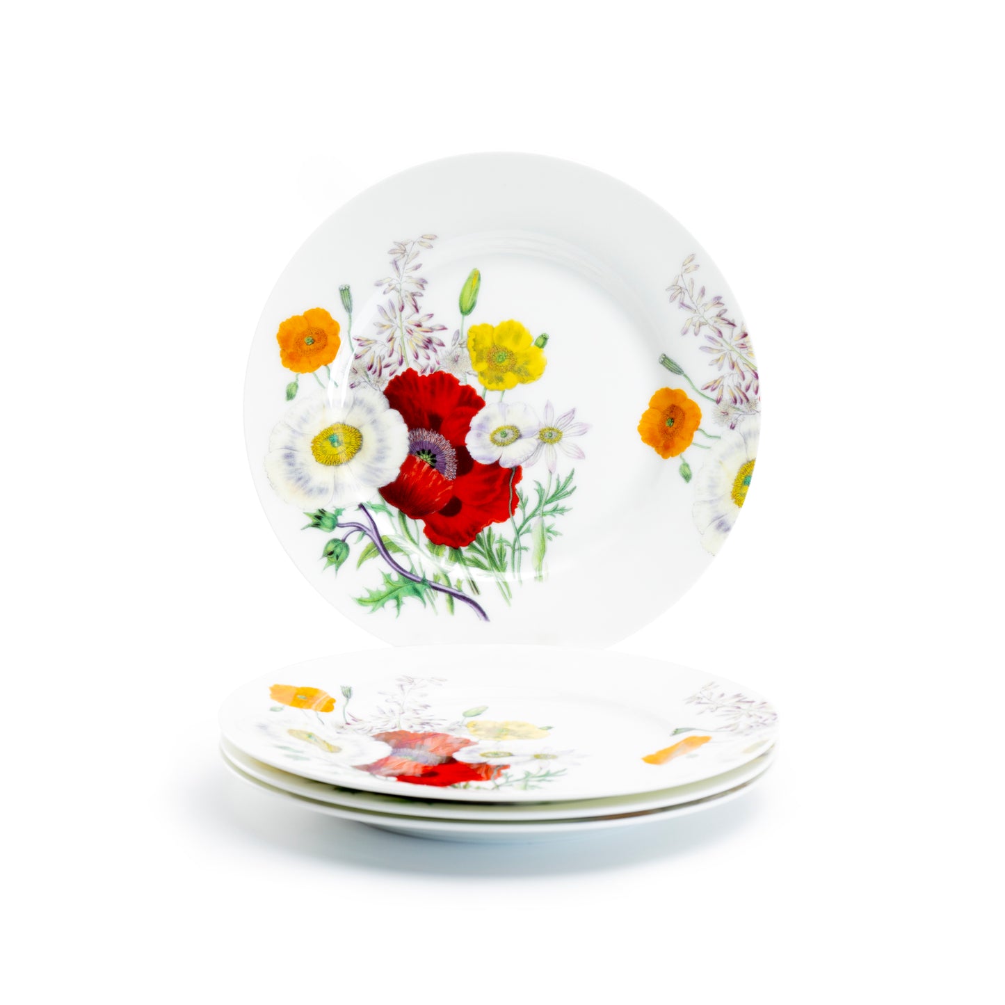 Stechcol Gracie Bone China 7.5" Poppy Field Bone China Dessert Plate Set of 4